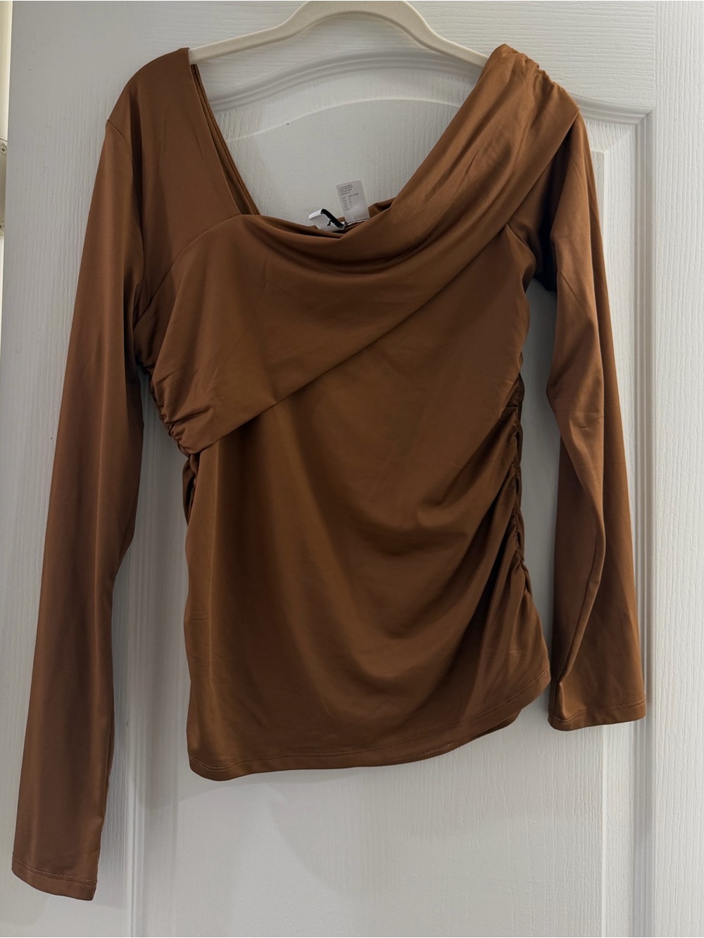 H&M Brown Asymmetric Long-Sleeve Top